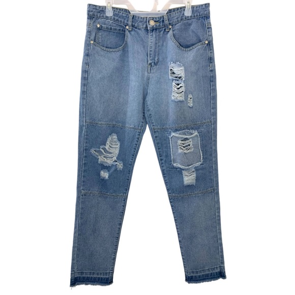 Men’s BoohooMan Ripped Distressed Frayed Hem Jeans Size: 34 R - Picture 1 of 6